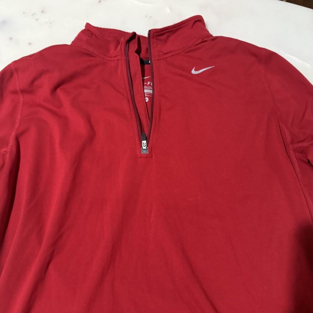 Nike Running Dri-FIT Men's M Red Quarter Zip Pullover Long Sleeve Shirt - Picture 6 of 15